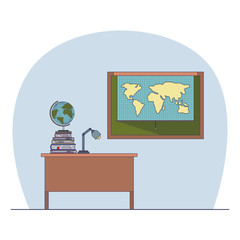 geography class room scene icon vector illustration design