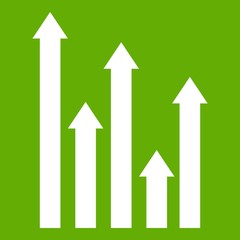 Upside growing arrows icon green