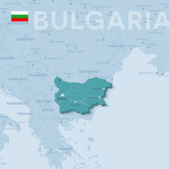 Map of cities and roads in Bulgaria.