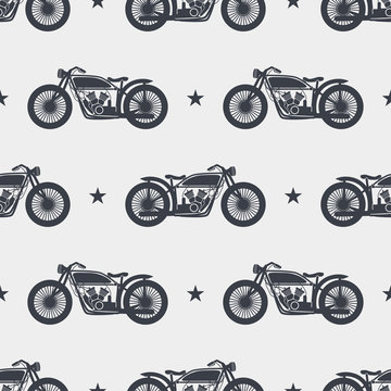 Seamless pattern motorcycle silhouette