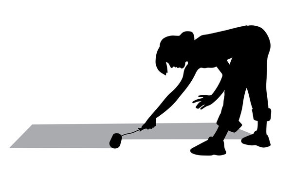 recommend clip art: Woman painting floor with paint roller