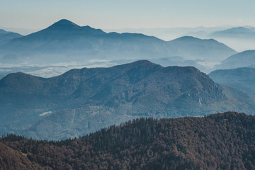 Mountainous country with valleys, the national park Mala Fatra in northern Slovakia, Europe.