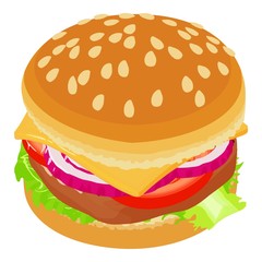 Big burger icon, isometric style