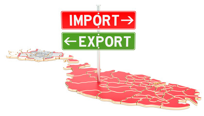 Import and export in Malta concept, 3D rendering