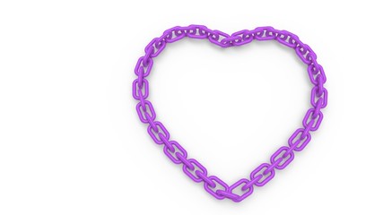 Heart shape composed of chains, 3d rendering