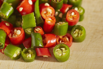 chopped pieces of Thai Bird Pepper, a staple ingredient in Southeast Asia