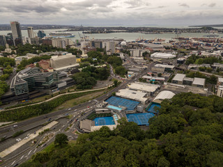 Auckland City Roadways And Traffic Aerial Point Of View 