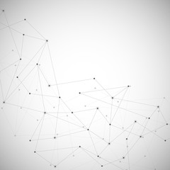 Illustration, global creative social network. Abstract polygonal background with lines and dots.