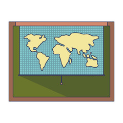 world map roller in chalkboard vector illustration design
