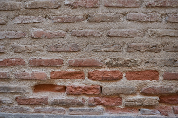 Wall of old brown and red bricks. Abstract background texture