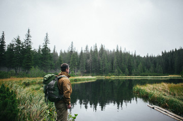 A Man silhouette Looking View at Segera Anak Lake, Rinjani Mount