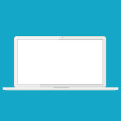 Laptop, Flat design, with blank screen to present your application design.