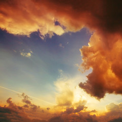 Fototapeta na wymiar Dramatic sky at the dawn.