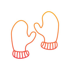 pair winter gloves clothes warm image vector illustration degraded line color design