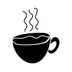 hot coffee cup fresh beverage vector illustration black and white design