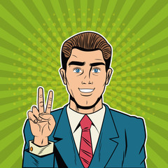 Cool Businessman pop art cartoon vector illustration graphic design suit and elegance style vibrant colors