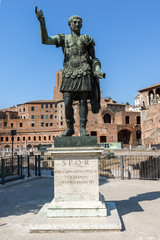 Obraz premium Amazing view of Trajan statue in city of Rome, Italy