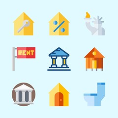 Icons about Construction with for rent, percentage, real estate, museum, rent and wc