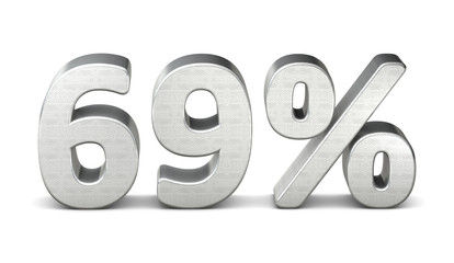 69 prozent symbol 3d silver struktur