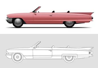 Deurstickers Vector illustration of Cadillac DeVille 1960, Old timer, classic car. © Dejan Jovanovic