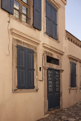 View of old, historical, typical stone house in Cunda (Alibey) i