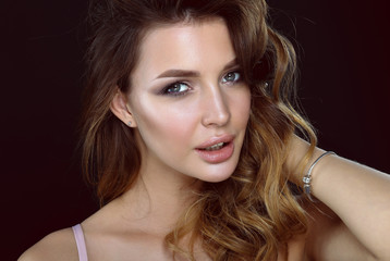 Naklejka premium portrait of beautiful delicate woman. Portrait. Beauty. Glamorous look.