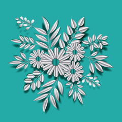 flower and leafs floral decoration vector illustration design