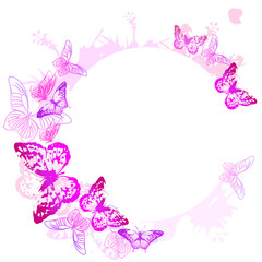 beautiful pink butterflies, isolated  on a white