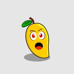 yellow mango character mascot illustration