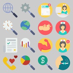 icon set about Medical. with globus, baby and no smoking