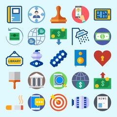 icons set about Lifestyle. with shower, single, work tools, internet, target and motor