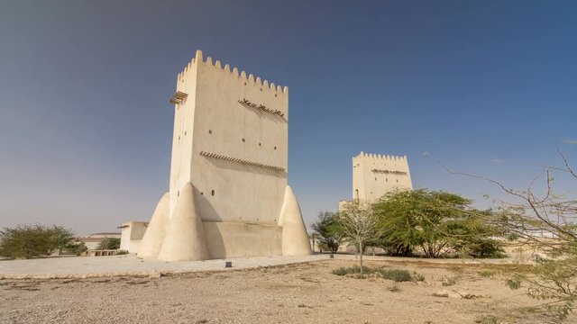 Barzan Towers timelapse hyperlapse, watchtowers near Doha - Qatar