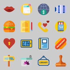 Icons set about Lifestyle. with kiss, heart and motor