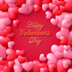  Vector Valentine and Hearts Background Floating with Happy Valentines Day Greetings. Vector Illustration.