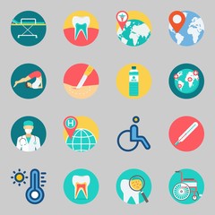 Icons set about Medical. with location, worldwide and tooth