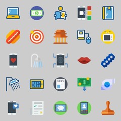 icons set about Lifestyle. with target, online education, hot dog, newspaper, smartphone and television