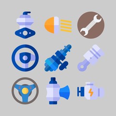 icon set about Car Engine. with steering, valve and engine