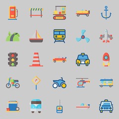 icons set about Transportation. with van, anchor, airplane, bus, train and car