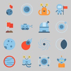 Icons set about Universe. with flag, observatory and orbit © Orxan