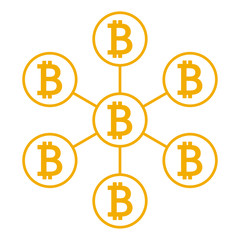 Network scheme bitcoin, database icon. Vector illustration