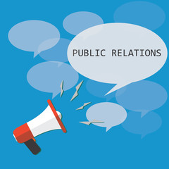 Public relations. Vector megaphone. Target audience.Megaphone and bubble that says PR. Vector illustration