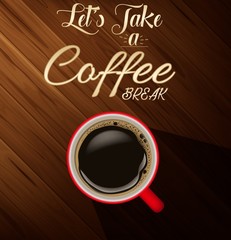 Coffee cup with wood texture background