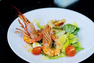 Caesar salad with shrimp