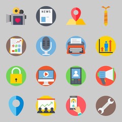 Icons set about Digital Marketing. with newspaper, smartphone and megaphone