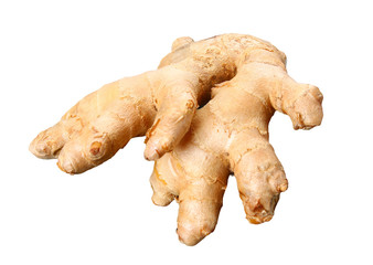 Fresh ginger on white background, herb medical concept.