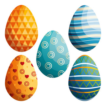 eggs painted happy easter celebration vector illustration design
