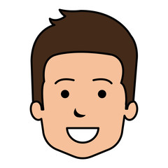 young man head avatar character vector illustration design