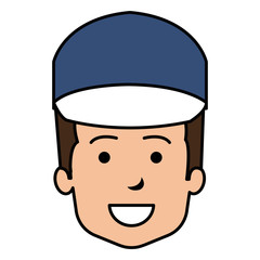 delivery worker head avatar character vector illustration design