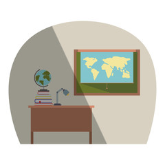geography class room scene icon vector illustration design