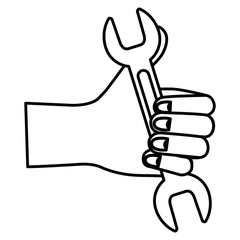 hand with wrench tool isolated icon vector illustration design